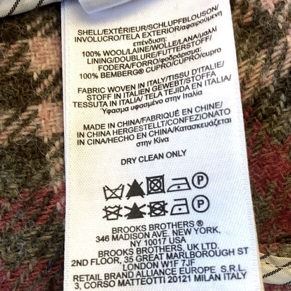 Brooks Brothers NWOT Women’s Plaid Italian Wool Blazer. Pink/gray. Size 0. - Picture 8 of 9